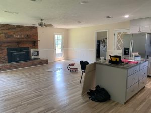 living room after storm damage restoration