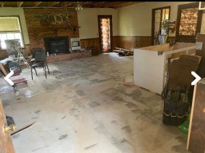 Living room before storm damage restoration